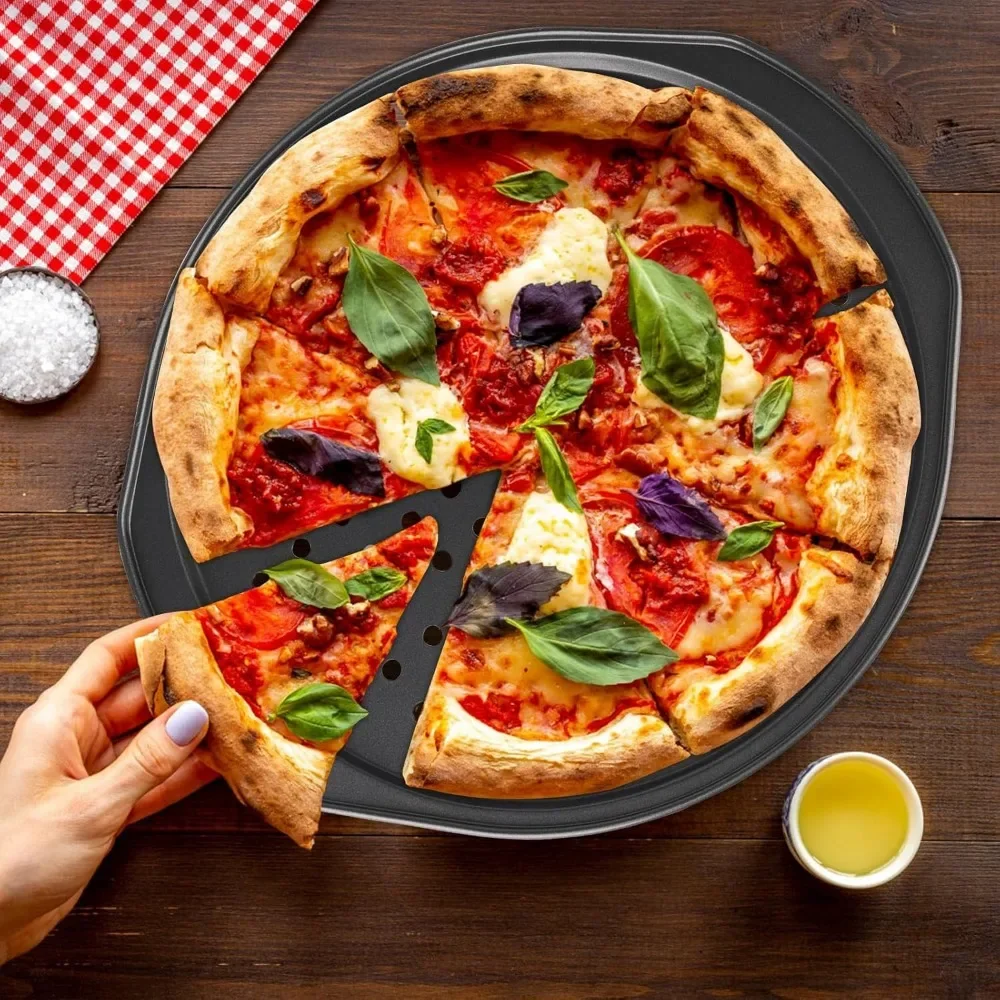 Сковорода для пиццы с антипригарным покрытием противень отверстиями кухонная