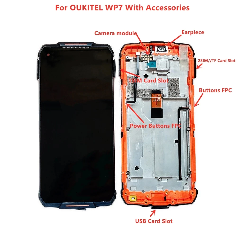 Kup Oryginalny Ekran Dotykowy + Odcisk Palca + Klucz FPC + Wyświetlacz LCD Z Ramą Montaż Digitizer + Narzędzia Do OUKITEL WP7, Używane, Zadrapania