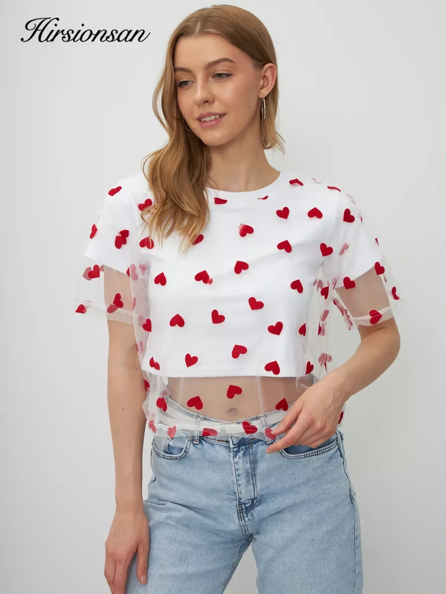 Hirsionsan сетчатая футболка с сердечками