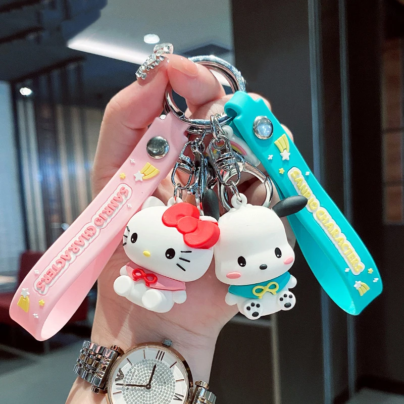 

Kawaii Sanrio Accessories Hello Kittys Kuromi My Melody Cinnamoroll Cartoon Keychain Cute Beauty Bag Pendant Couple Girls Gift
