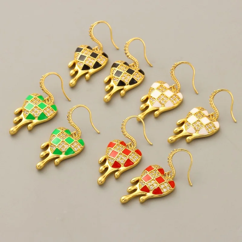 

European And American New Fashion Earrings Heart-shaped Fashion Enamel Glaze Street Temperament Earrings