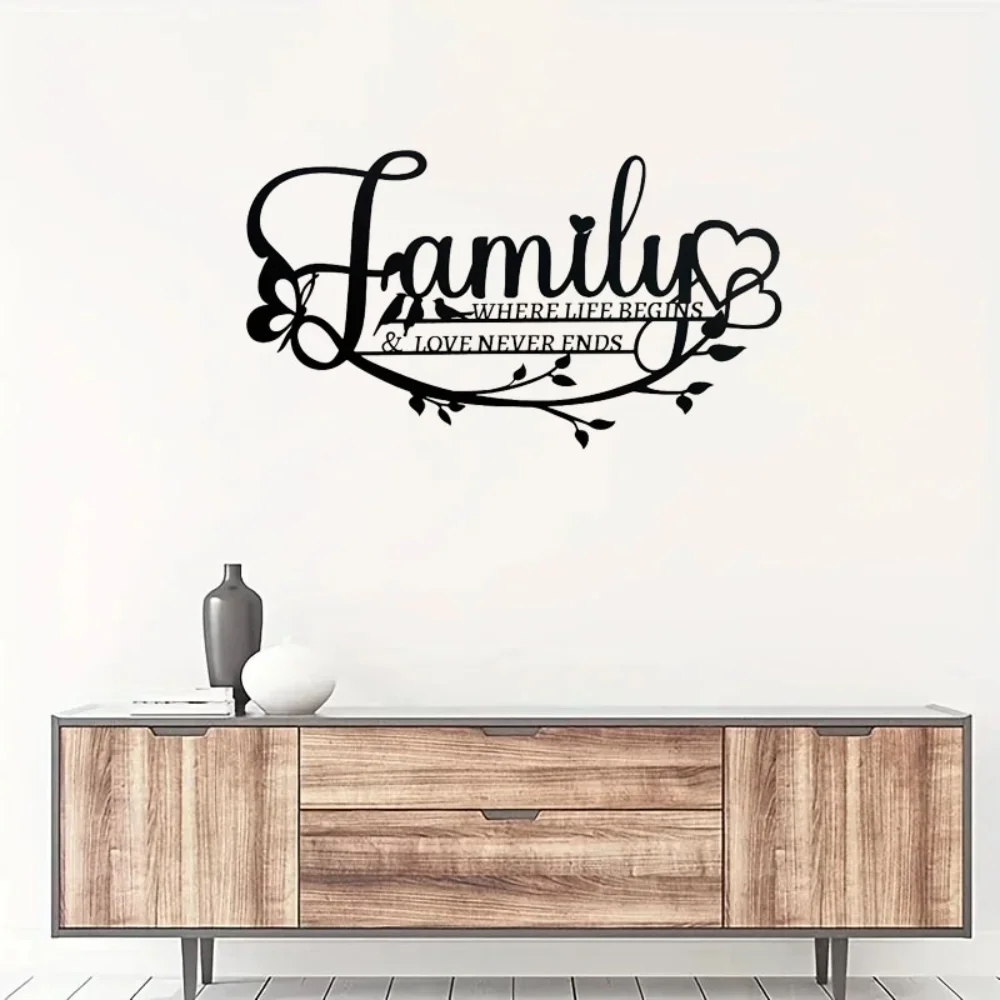 1 Шт. Черный Металлический Настенный Декор Знак Love Never Ends Современный Стиль