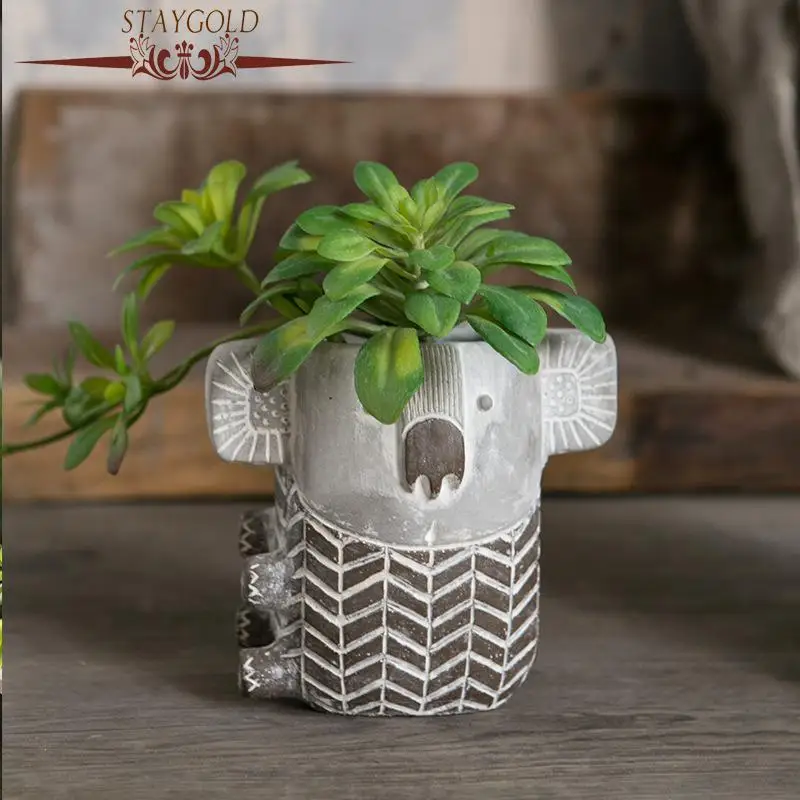 

Цветочный горшок Staygold Kawaii Koala, Современное украшение для дома, аксессуары для растений, искусство на столе, аксессуары для сада, горшок для растений