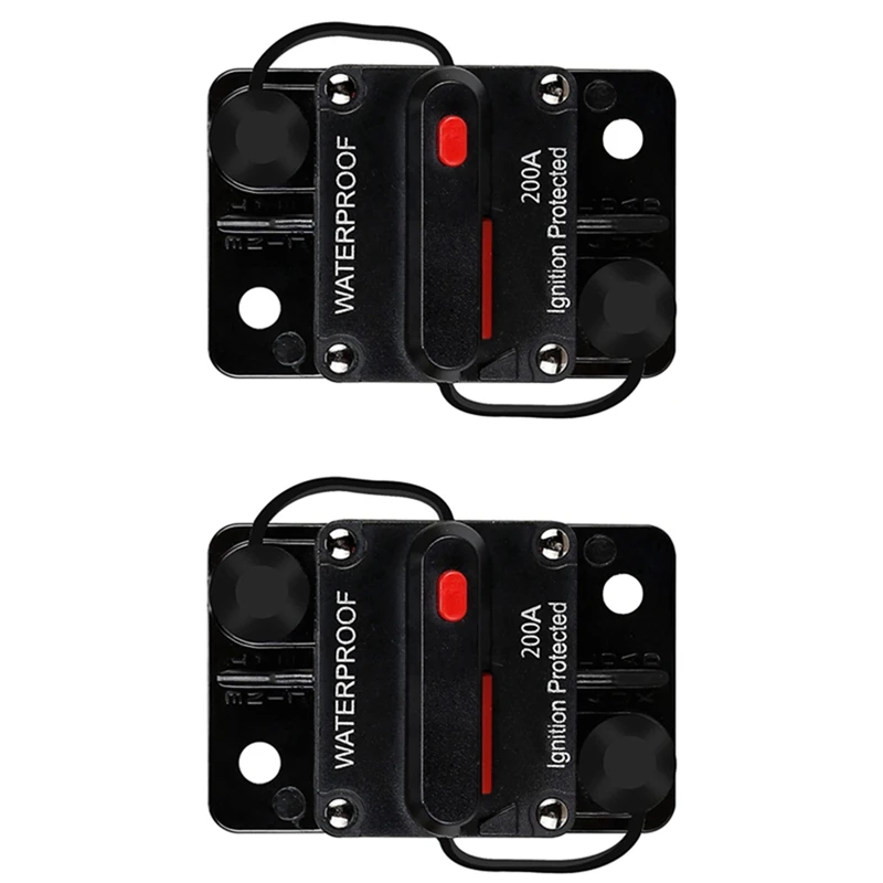 

2X Waterproof Circuit Breaker,With Manual Reset,12V-48V DC,200A,For Car Marine Trolling Motors Boat Power Protect