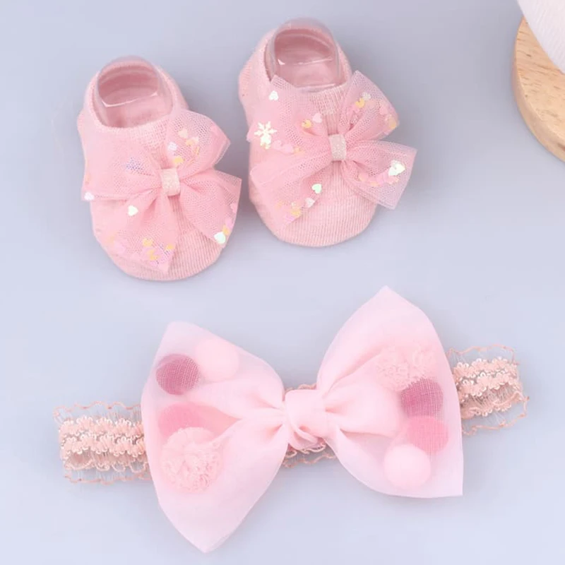 

Кружевные повязки на голову для маленьких девочек, набор из 2 шт./компл., эластичные повязки для волос с цветочным бантом и короной для новоро...