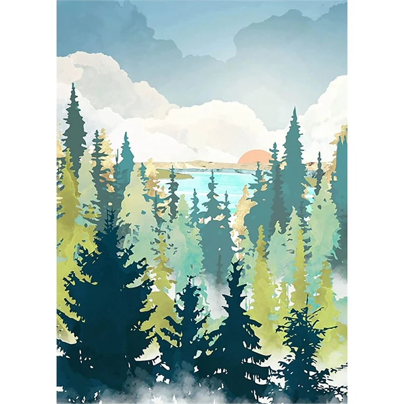 

5D алмазная картина, бриллиантовая картина для взрослых, абстрактная пейзажная картина с бриллиантами, круглая для украшения стен