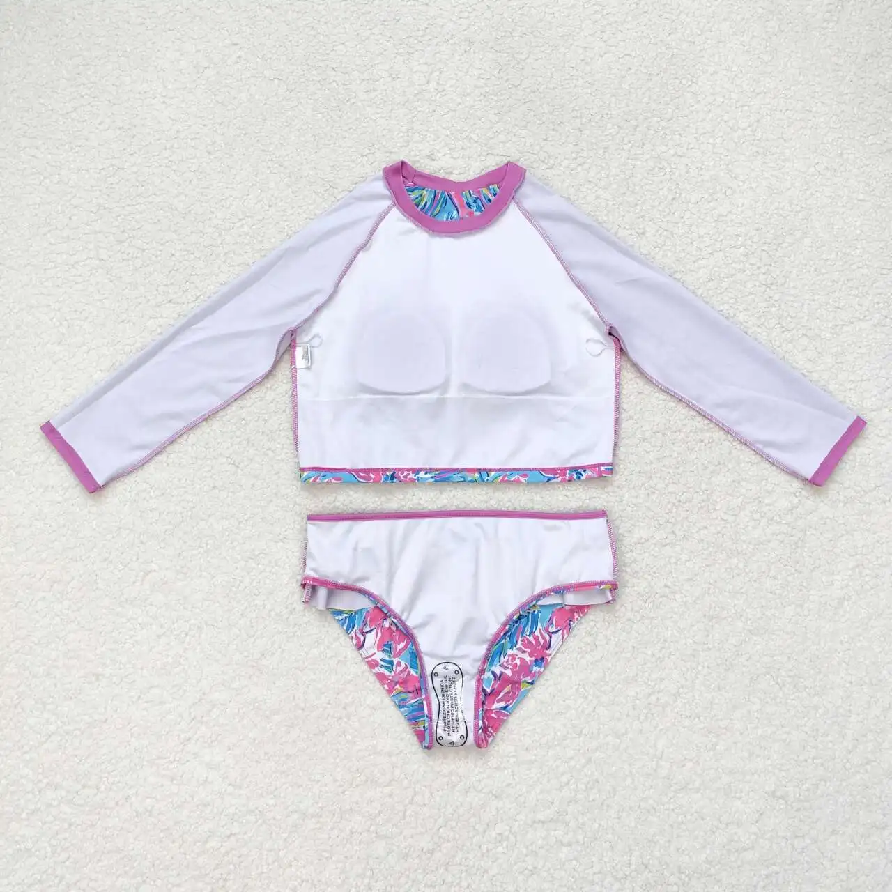 Новый Модный цветочный синий белый длинный Купальник оптом бутик детская