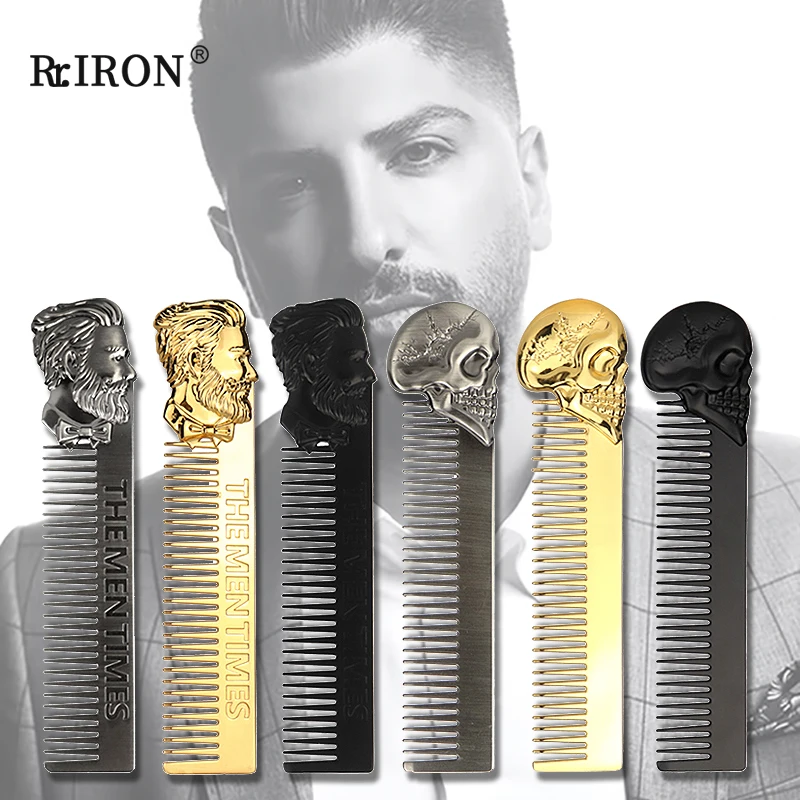 

RIRON Stainless Steel Beard Comb For Men Beard Shaping Template Hair Combs Mustache Care Shaping Tools