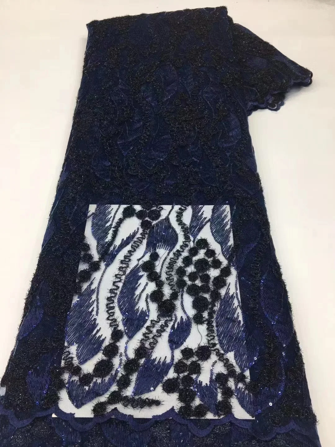 

African Lace Fabric 2022 High Quality French Mesh Lace Material With Sequins Nigerian Lace Fabrics For Wedding Dress Sewing