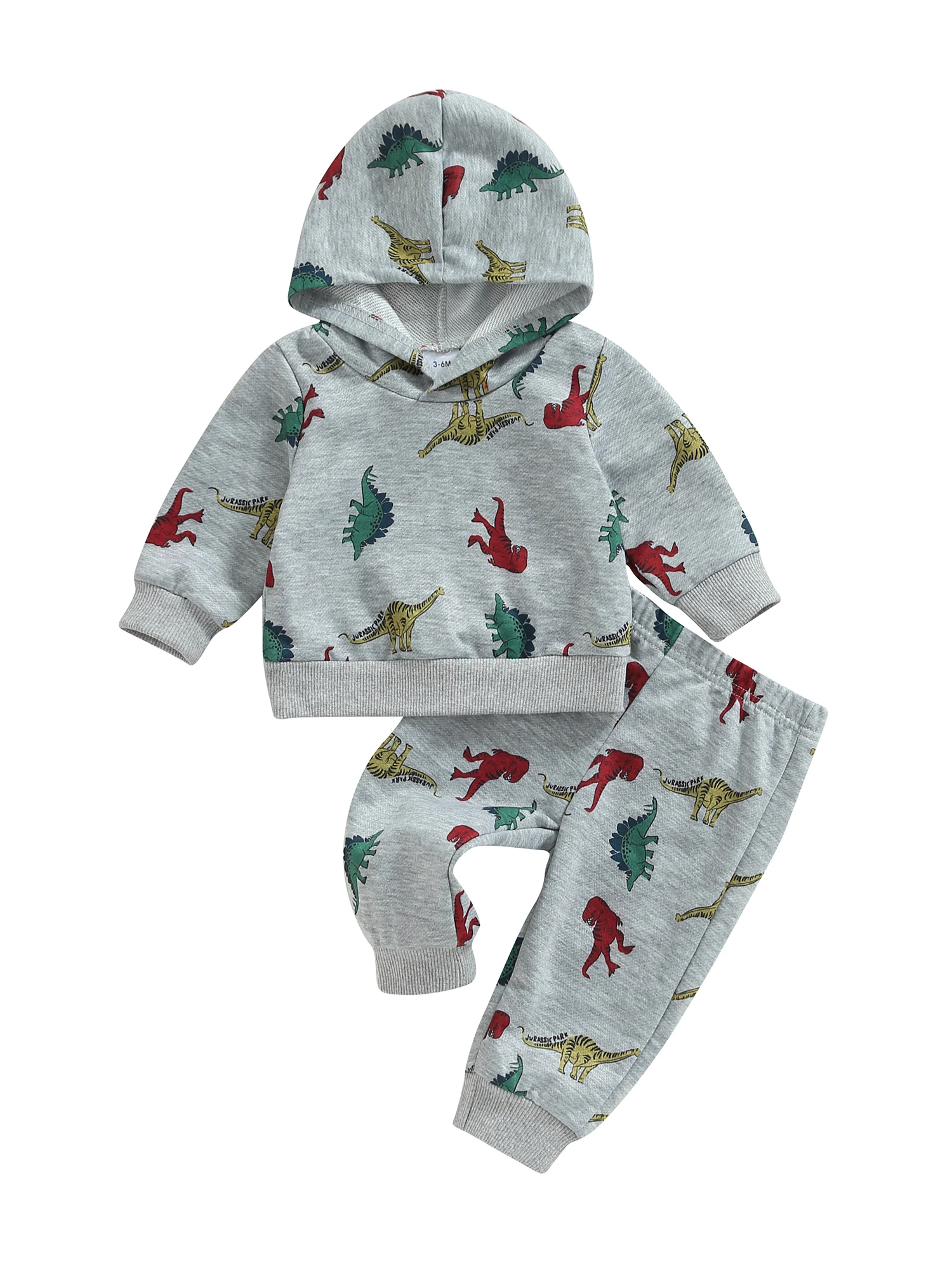 

Костюм спортивный для мальчиков, толстовка с длинным рукавом и принтом динозавра, топ с эластичным поясом и длинные штаны, комплект из 2 пред...