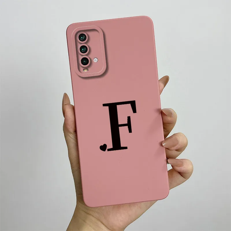 Для Xiaomi Redmi 9T Чехол Cute Couple Letter Cover Жидкий силиконовый мягкий тонкий чехол для