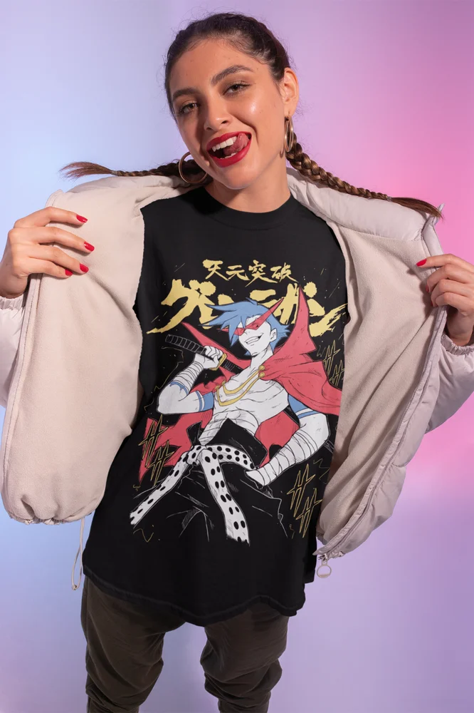 Фото Футболка Tengen Toppa Gurren Lagann Kamina Аниме Манга Подарки для девочек Рубашка всех размеров №4