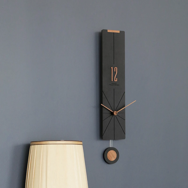 

Nordic Simple Design Style Wall Clock Art Creative Mute Modern Design Large Wall Clock with Pendulum Wooden Vintage Clocks Deco