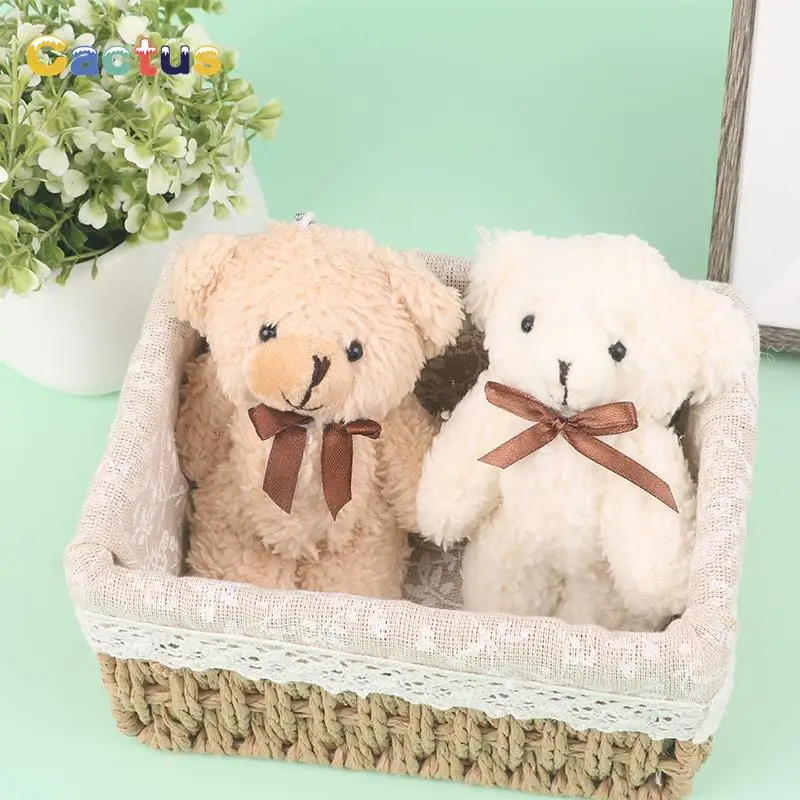 

14CM Kawaii Cartoon Tie Bear Doll Keyring Cute Plush Stuffed Bear Dolls Keychain Backpack Pendant Accessories