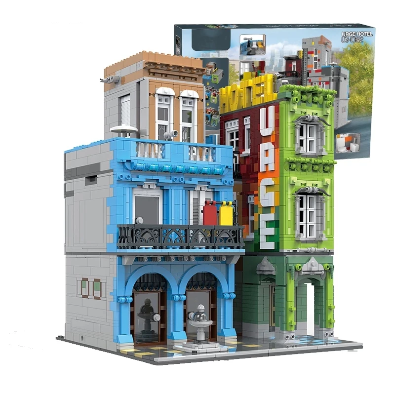 

4143pcs Street View Cuba Hotel Homestay Brigade Model Building Blocks MOC Architecture Figures Bricks Hotel Brick Toys Kids Gift