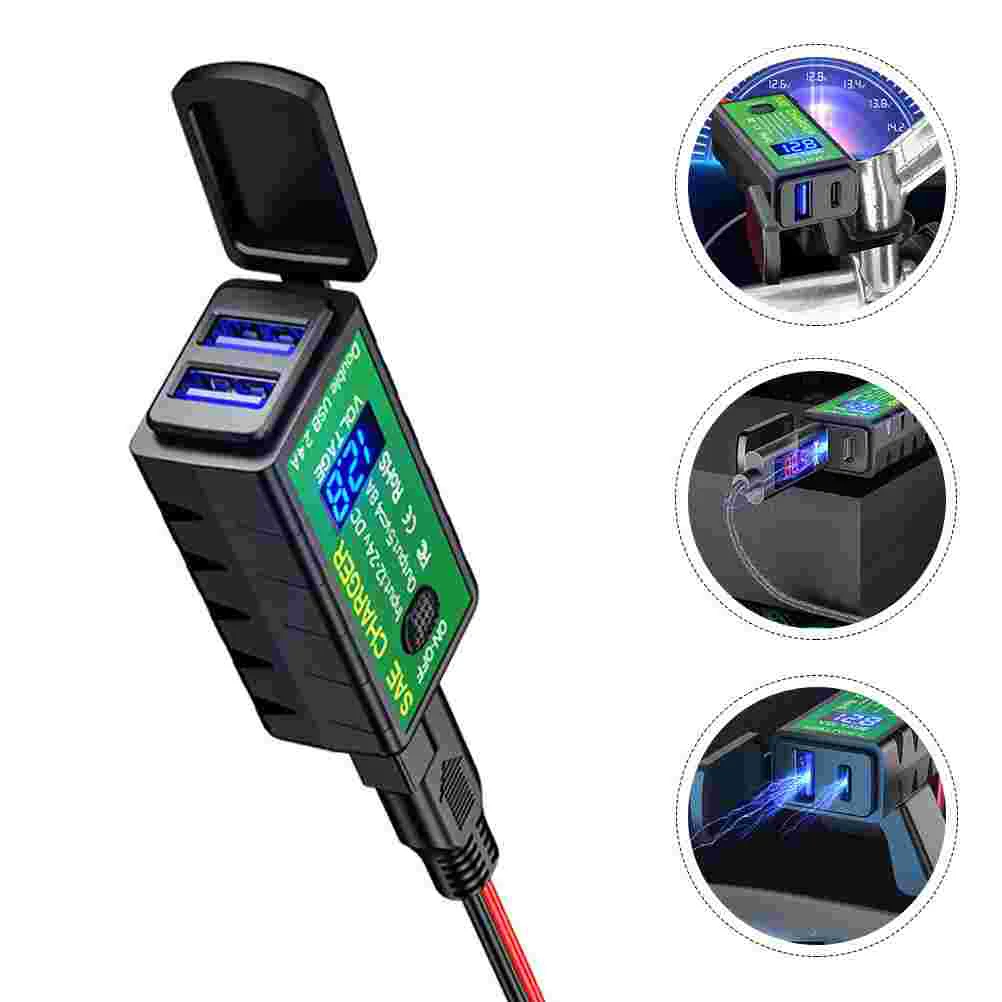 

Автомобильный зарядный телефон SAE 48A с двумя USB-портами, источник питания для мотоцикла, отображение температуры