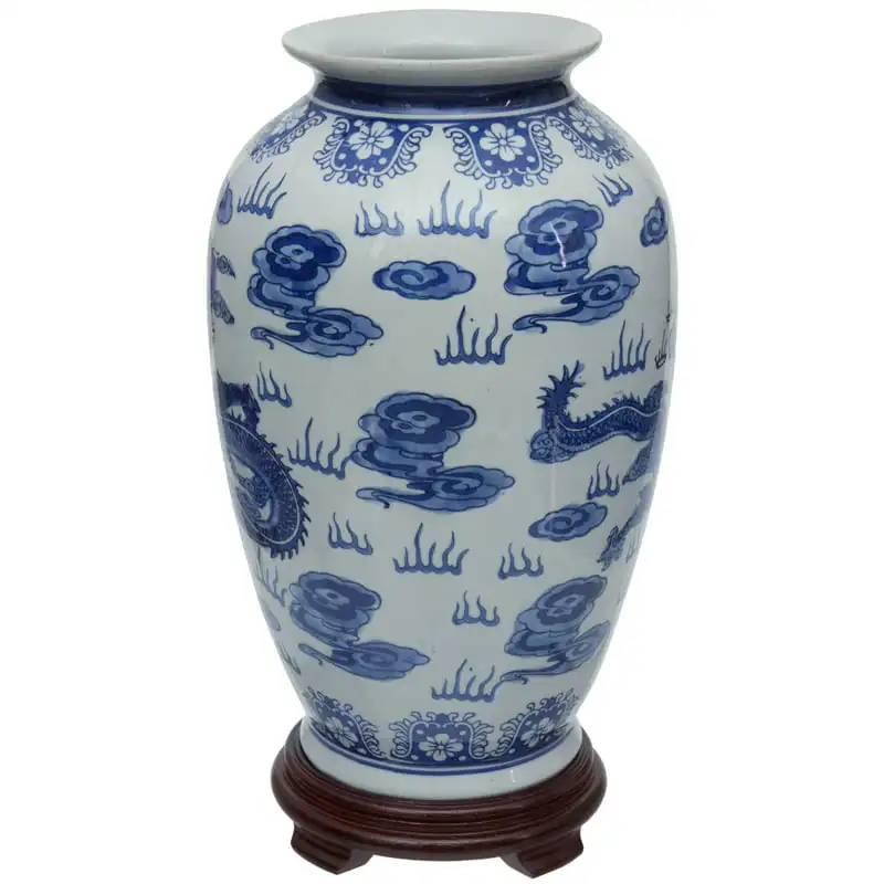 

Dragon Blue & White Porcelain Tung Chi Vase