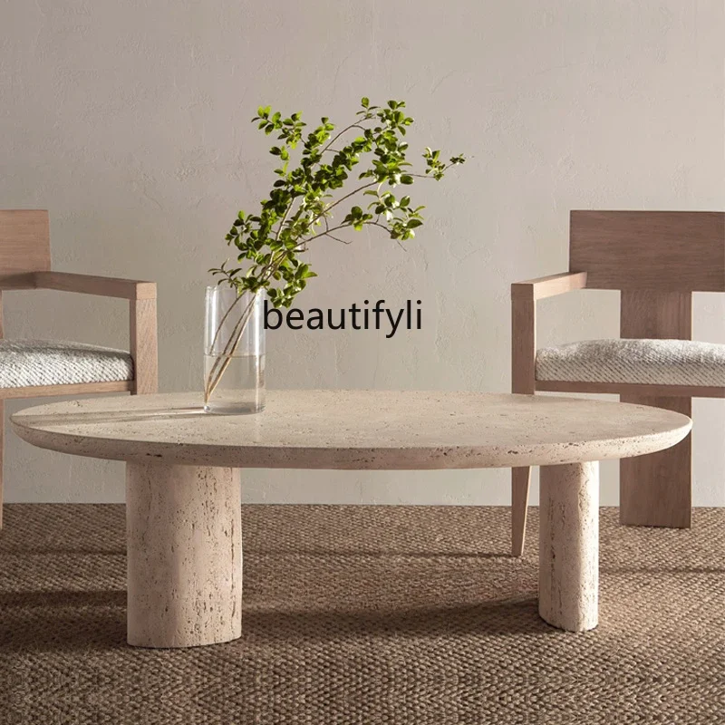 Ваби песочный ветер натуральный травертин журнальный столик маленькая квартира