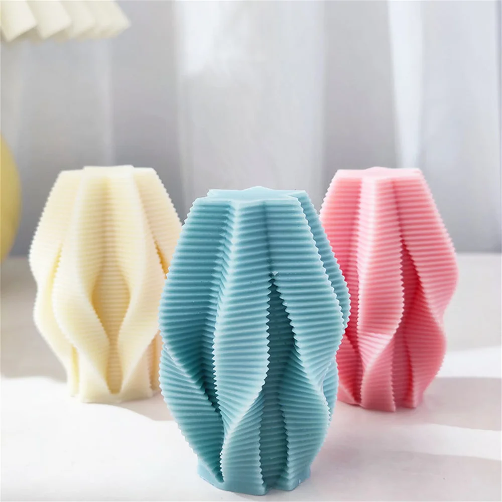 

Hexagon Spiral Striped Column Candle Silicone Mold DIY Twisted Striped Column Plaster Soap Craft Tool Handmade Wax Candle Mold
