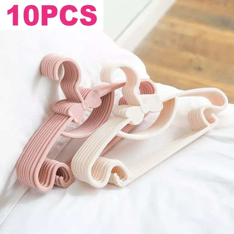

NEW2023 10pcs Portable Clothes Hangers Kid Clothes Hook Bow-knot Design Clothes Drying Rack for Children Plastic Baby Hangers