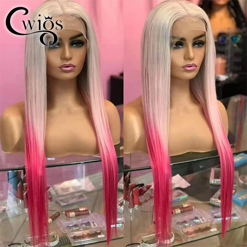 

Длинный прямой 613 медово-светлый розовый Омбре цвет синтетический безклеевой 13X4 фронтальный парик на сетке для черных женщин Косплей ежедневвечерние