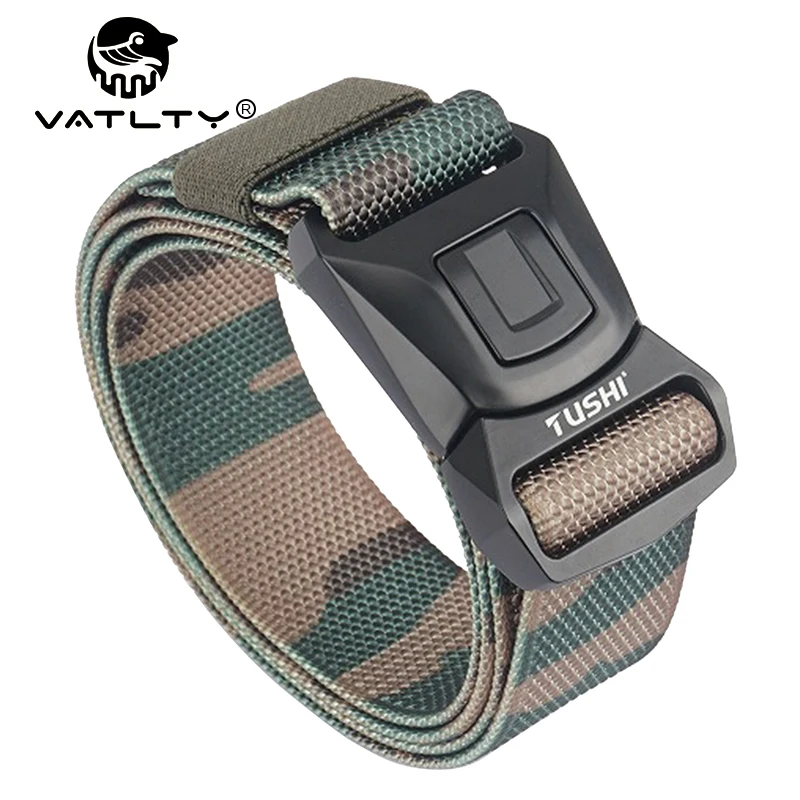 VATLTY 38mm Camo Tactical Belt Men Real Nylon Metal Quick Release Buckle Military Army Belt Girdles Male Military Accessories