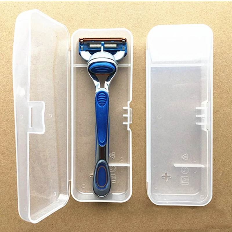 

New 1pc Men Universal Shaver Storage Box Handle Box Full Transparent Travel Plastic Case Boxs Eco-Friendly Shaving Box