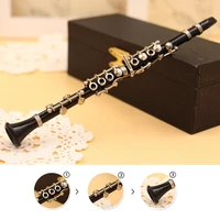 mini clarinet model musical instrument miniature desk decor clarinet flute display model ornament with black leather box bracket