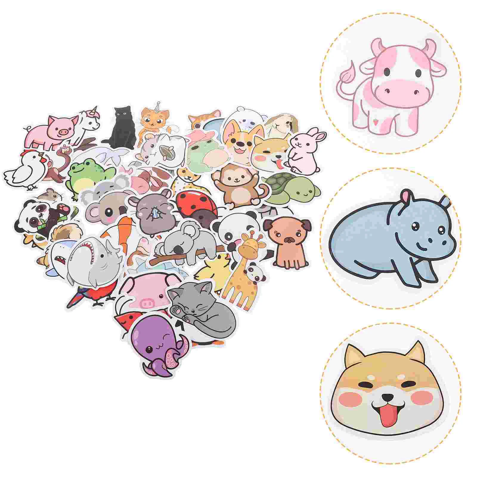 

50 Sheets Animal Stickers Reusable Toddlers Cartoon Notebook Suitcase Paper Laptop 2 Year Olds