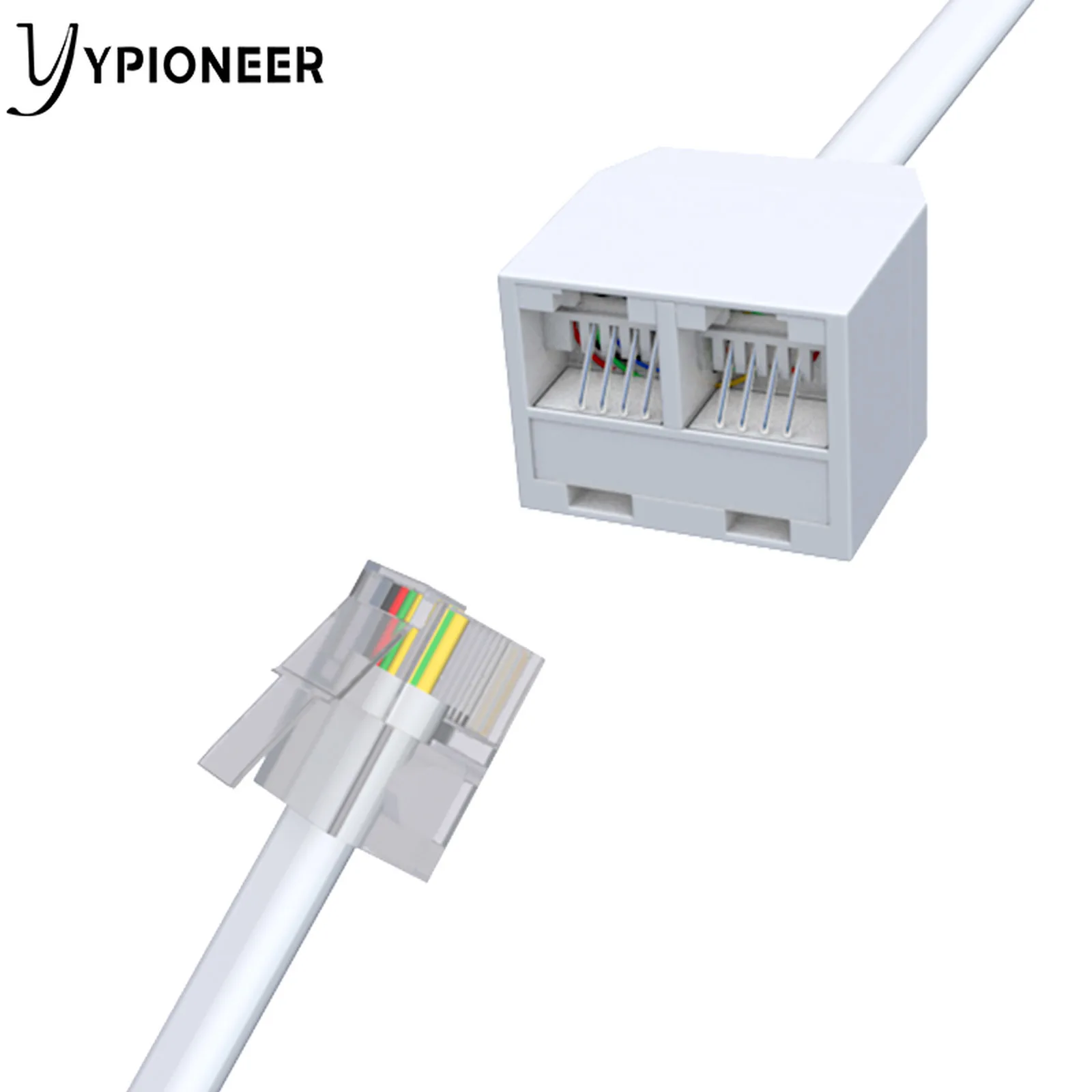 Белый телефонный разветвитель YPioneer T10023 RJ11 6P4C адаптер с 1 штекера на 2 гнезда