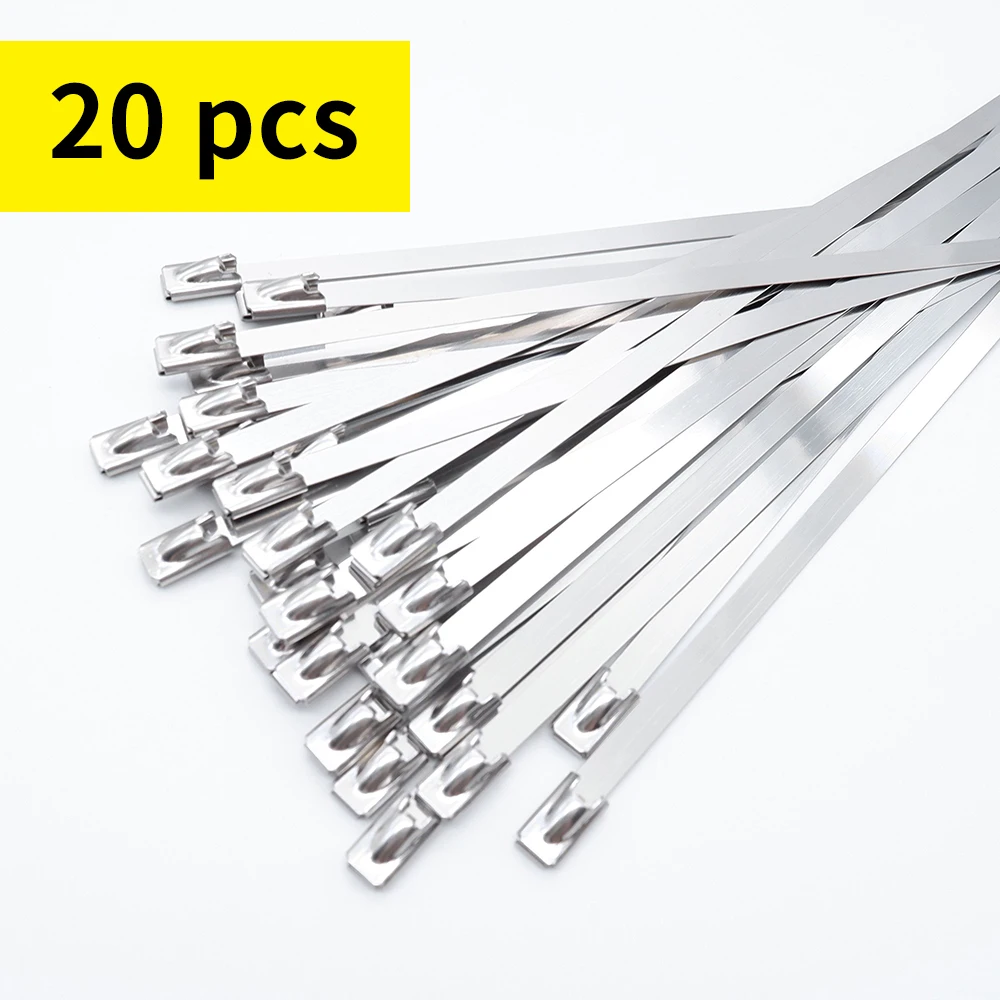 

20pcs Stainless Steel Metal Cable Ties 4.6mm Width Multi-Purpose Self-Locking Cable Ties Mounts Organizer Cable Retainer Zip Tie