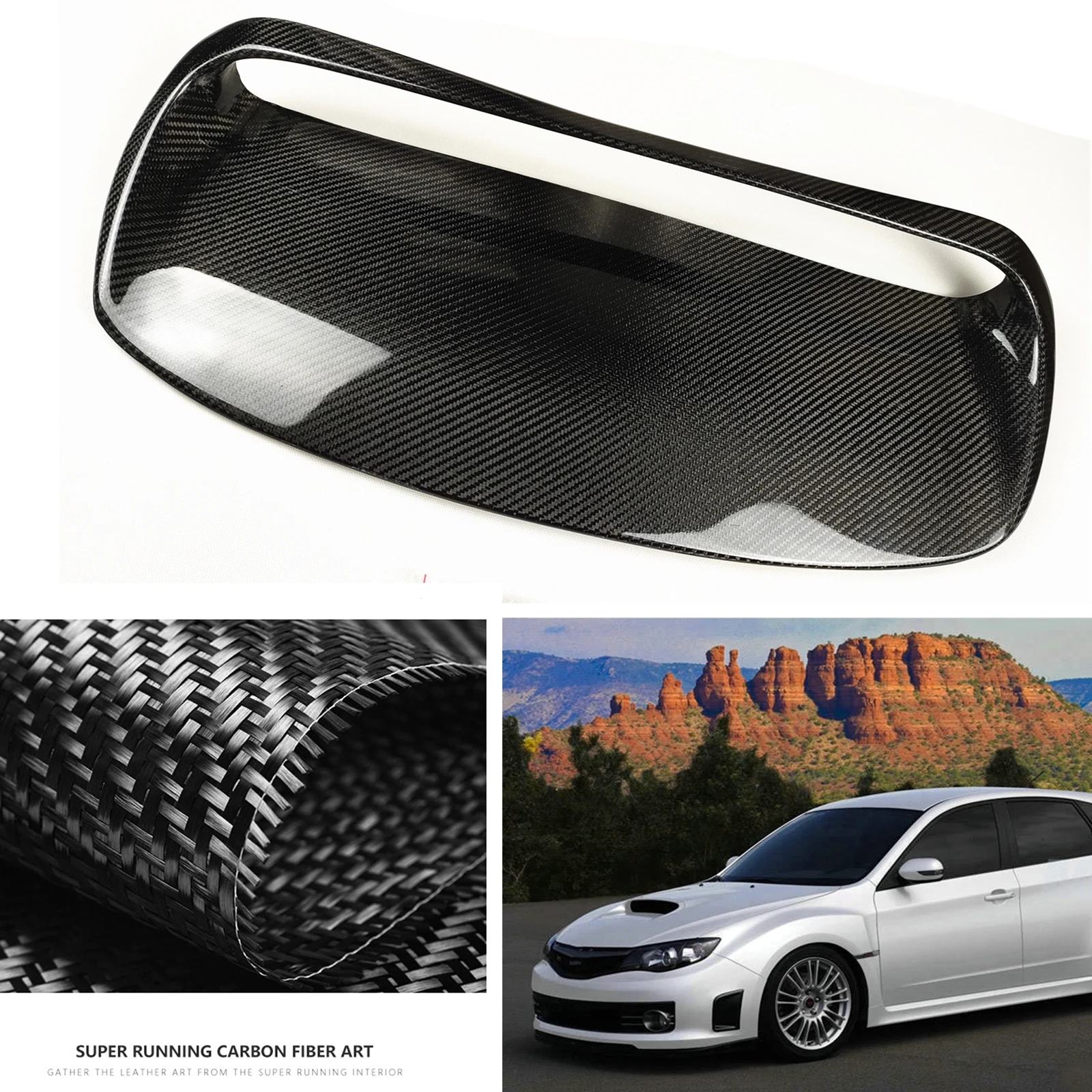 

Carbon Fiber Front Engine Hood Bonnet Air Vent Scoop Outlet Cover For Subaru Impreza WRX STi 2008-2014