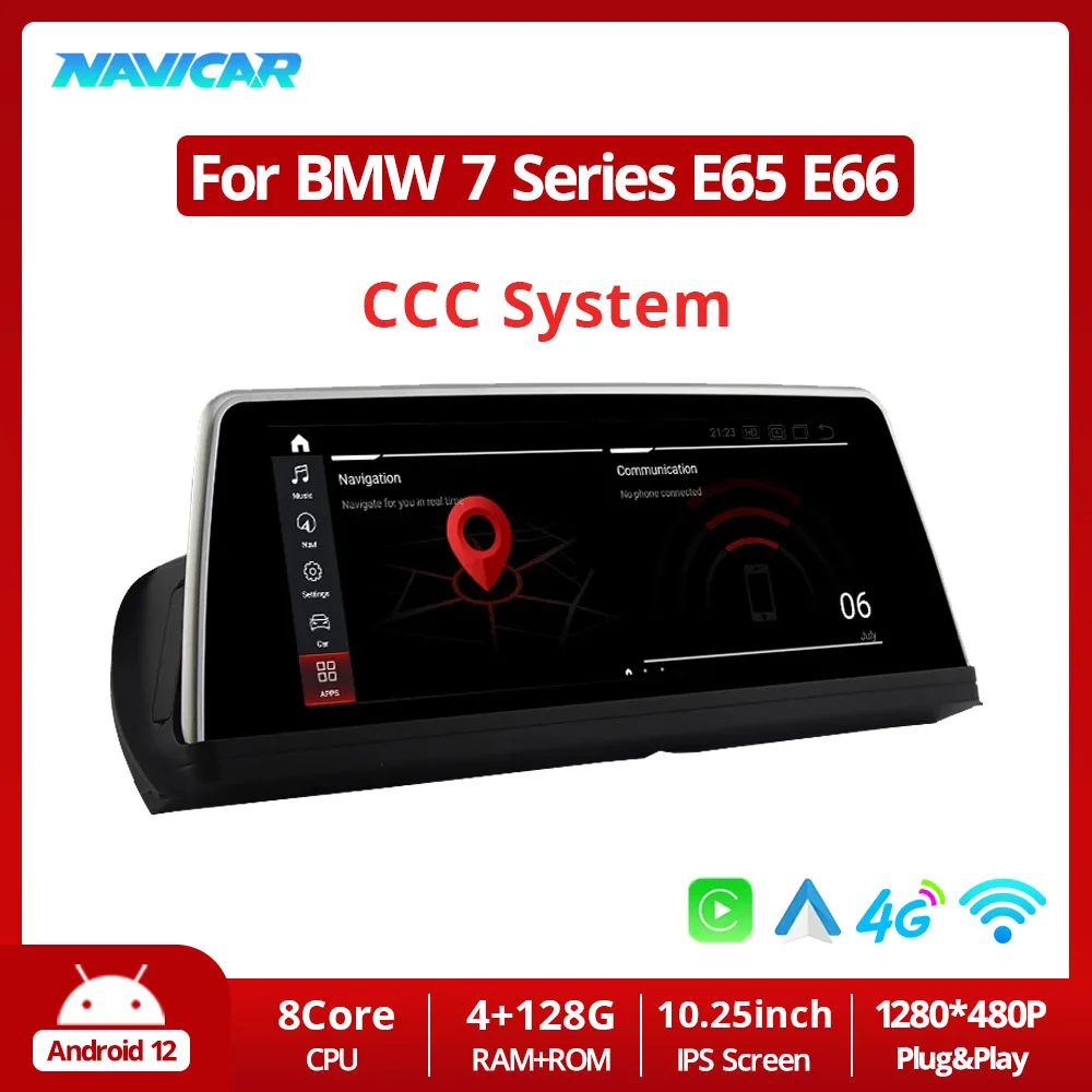 

NAVICAR 10.25inch Car Radio Carplay For BMW 7 Series E65 E66 2008-2010 CCC System Bluetooth GPS Multimedia Player Android 12.0