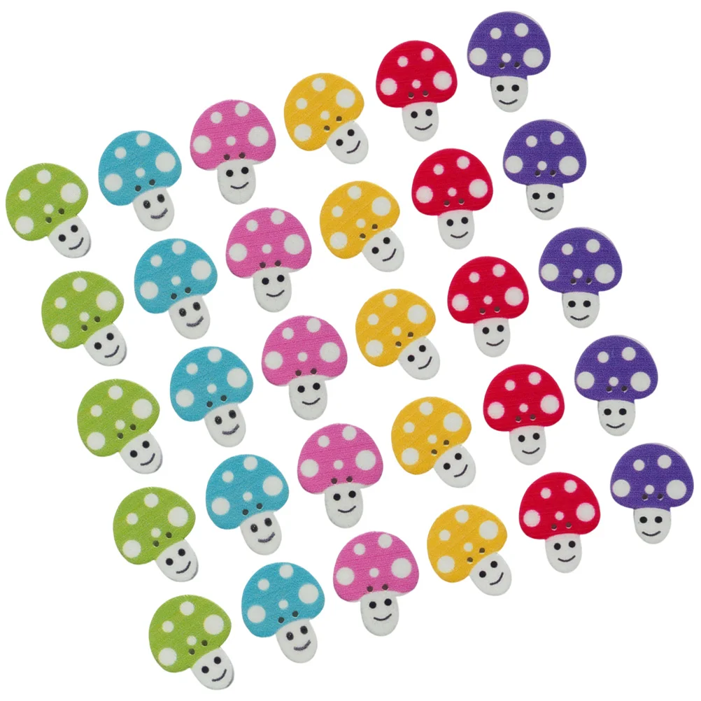 

50 шт., деревянные пуговицы в форме гриба