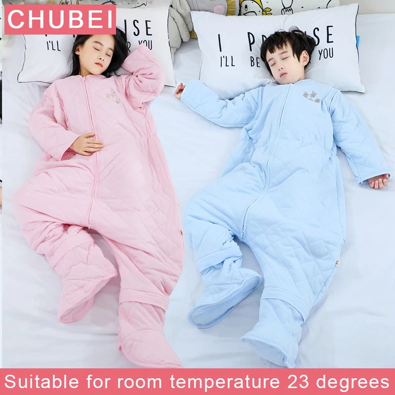 Baby Sleeps Bag 100% Cotton Baby Split Legs Sleeping Bags Jumpsuit Sleeping Bag Spring and Autumn Room Temperature 25 ℃