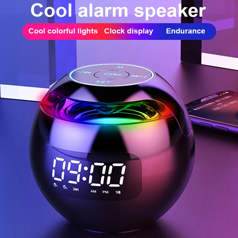 

Mini Bluetooth Speaker Wireless Bluetooth Sound Box with LED Display Alarm Clock Hifi TF Card MP3 Music Play
