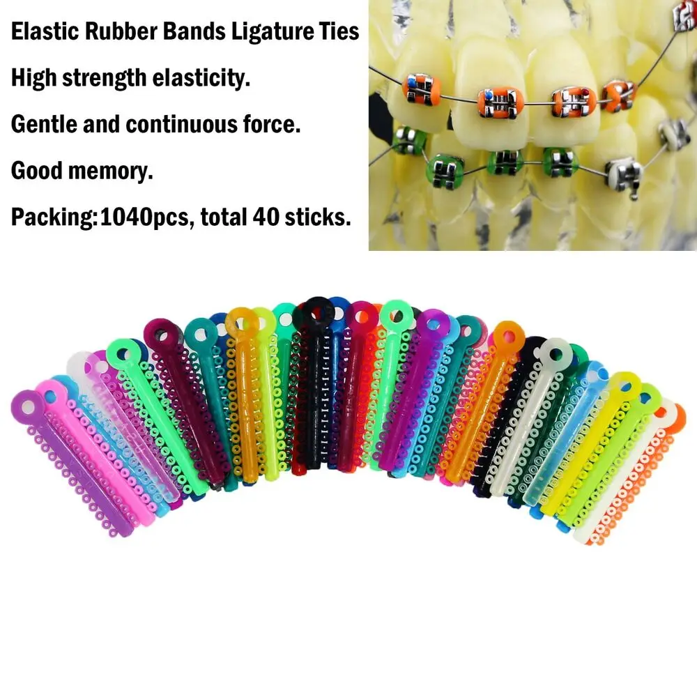 1Bag/1040 Pcs Dental Ligature Rubber Ties Bands Braces Orthodontic Elastic Bands 41#-49# colorful