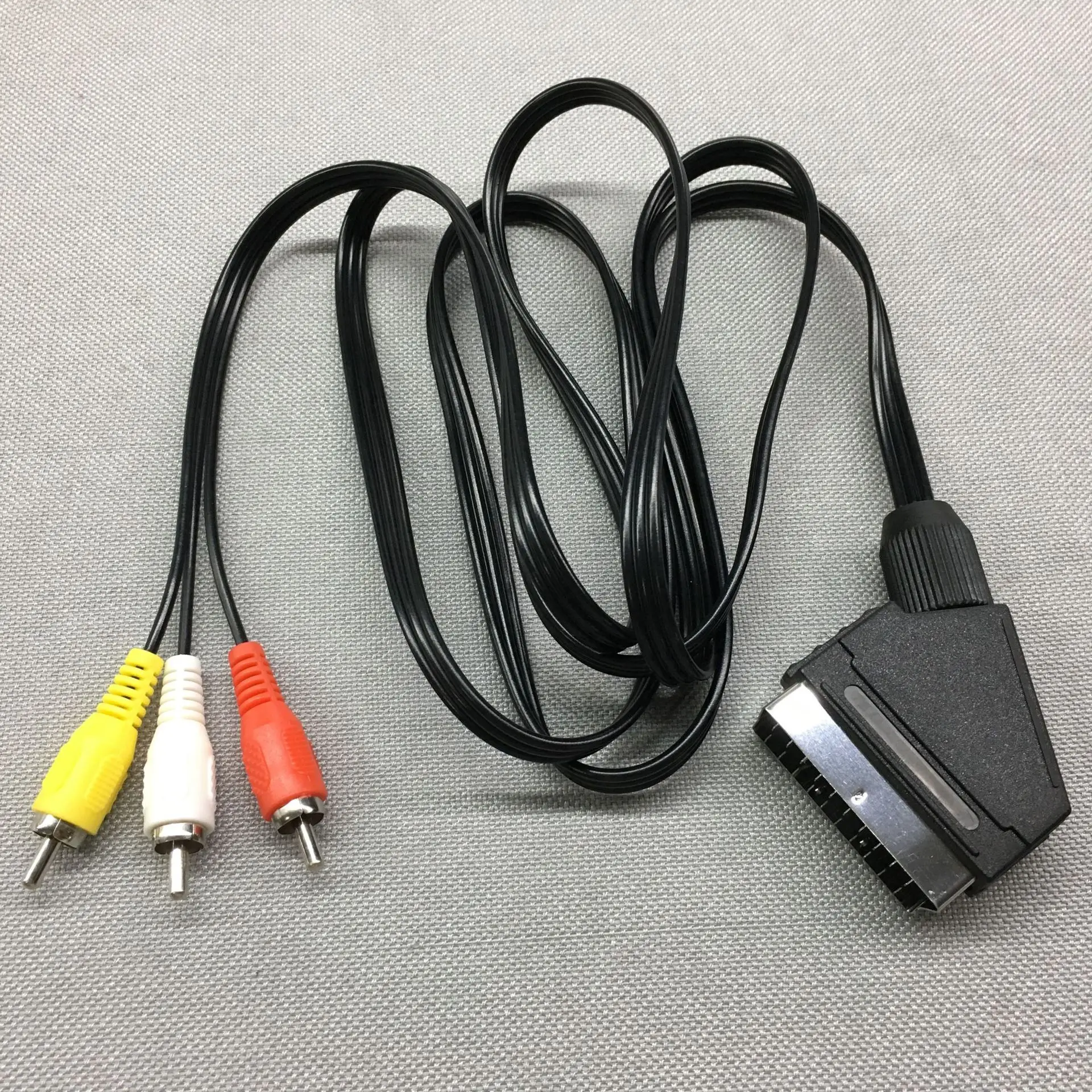 

500pcs High Quality 1.8m RGB Scart to 3 RCA Audio Video AV Cable for Nintend NES