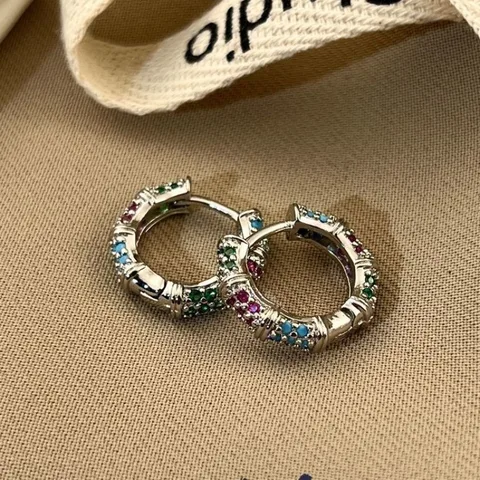 Серебряные серьги-кольца GUOLE с синей эмалью