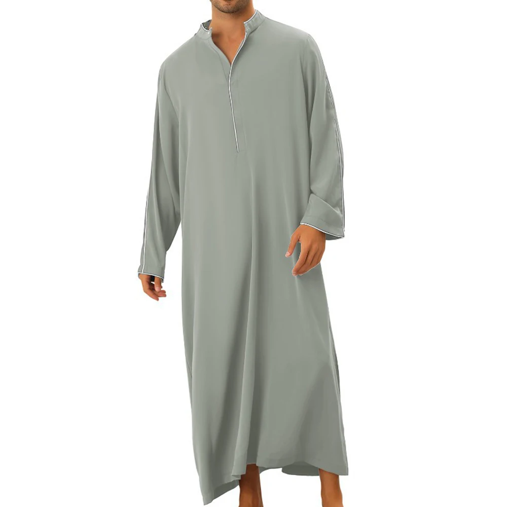 Muslim Middle East Arab Dubai Islamic Traditional National Totem Clothing Men's Loose Long-sleeved Simple Robe