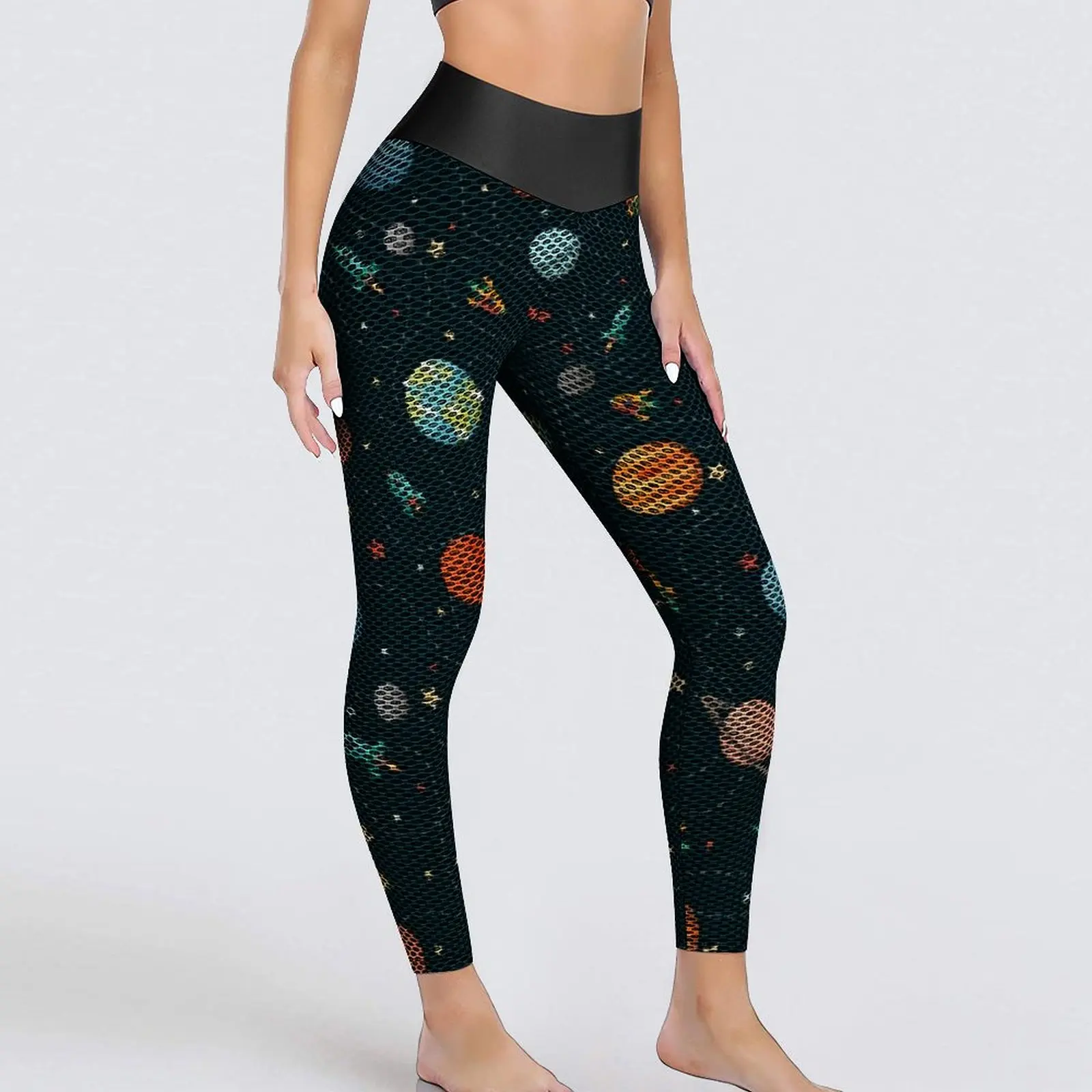 

Cartoon Sky Print Leggings Space Adventure Workout Yoga Pants Female High Waist Novelty Leggins Sexy Elastic Design Sports Tight