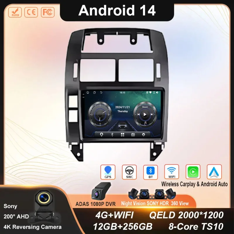 Фото Для Volkswagen VW Polo MK4 6Q 9N 9N3 2004-2009 Автомобильный радиоприемник Android Авто Мультимедийный видеоплеер GPS Carplay QLED Экран Стерео №1