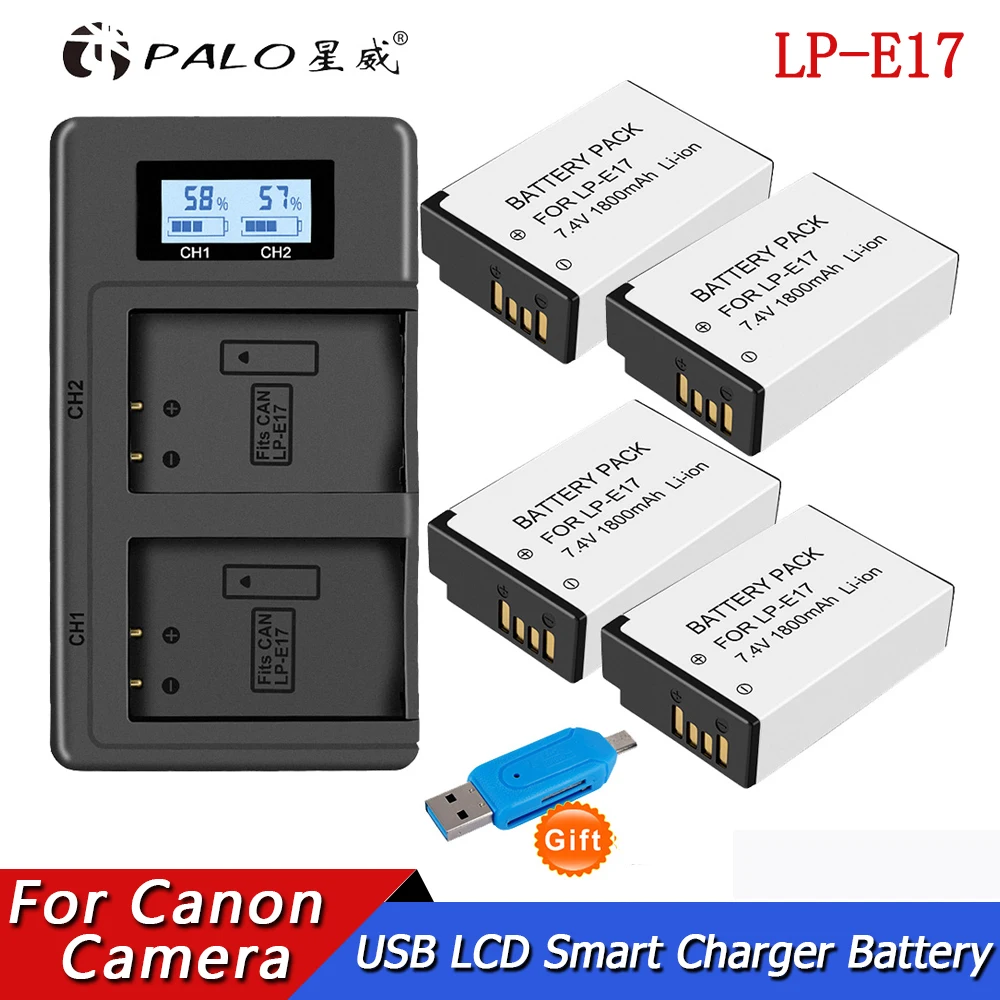

LPE17 LP E17 LP-E17 E17 Battery + LCD USB Dual Charger for Canon EOS 200D M3 M6 750D 760D T6i T6s 800D 8000D Kiss X8i Cameras