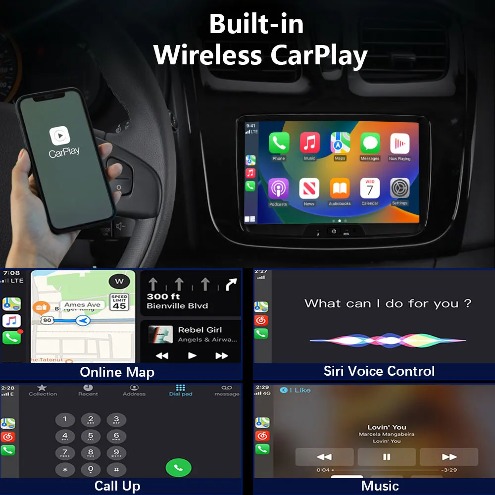 Фото CHSTEK автомобильный радиоприемник мультимедийный Carplay для Renault Captur Dacia Duster Sandero Logan Lodgy Bluetooth Android WIFI стерео беспроводной №3