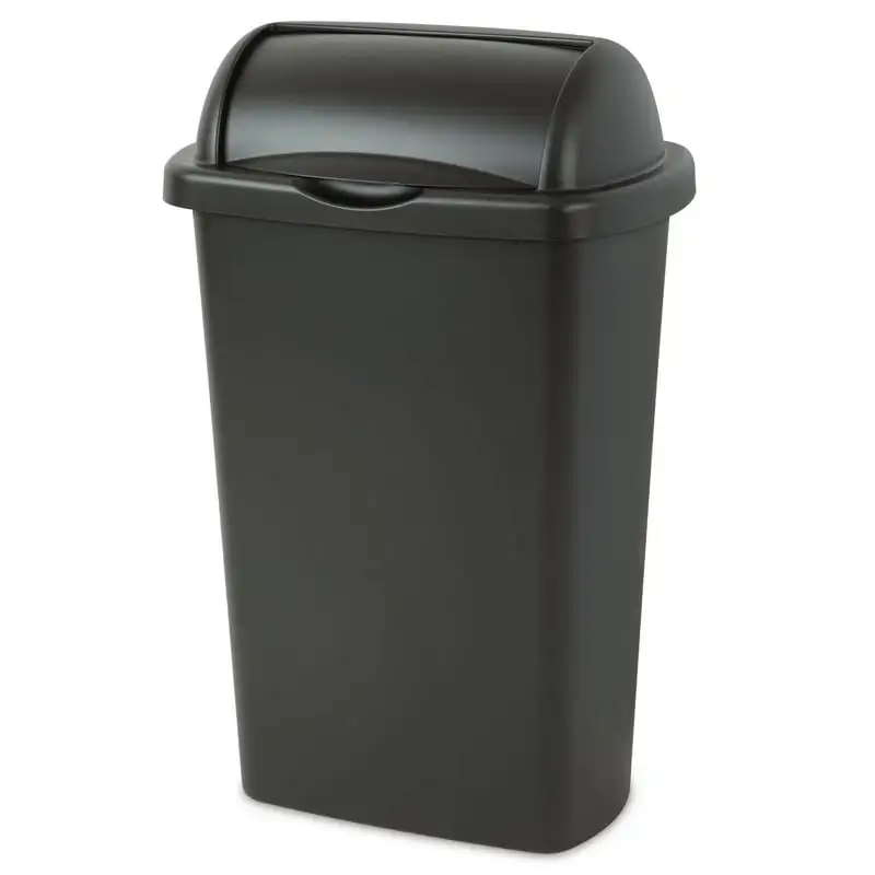 

Gallon Trash Can, Plastic Roll Top Kitchen Trash Can, Black Black trash can for bathroom Garbage bin Rain barrel water collector