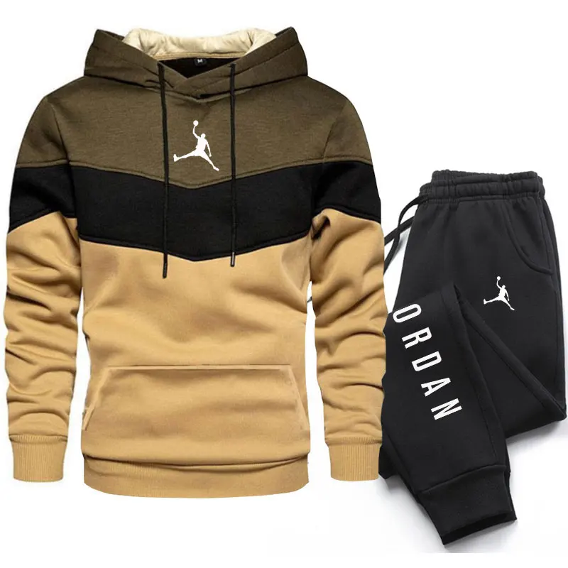

New Men Suits Brand Letter Print Fashion Sets Casual Pullover Tracksuit 2 Piece Hoodies Sweatshirts + Sweatpants Set