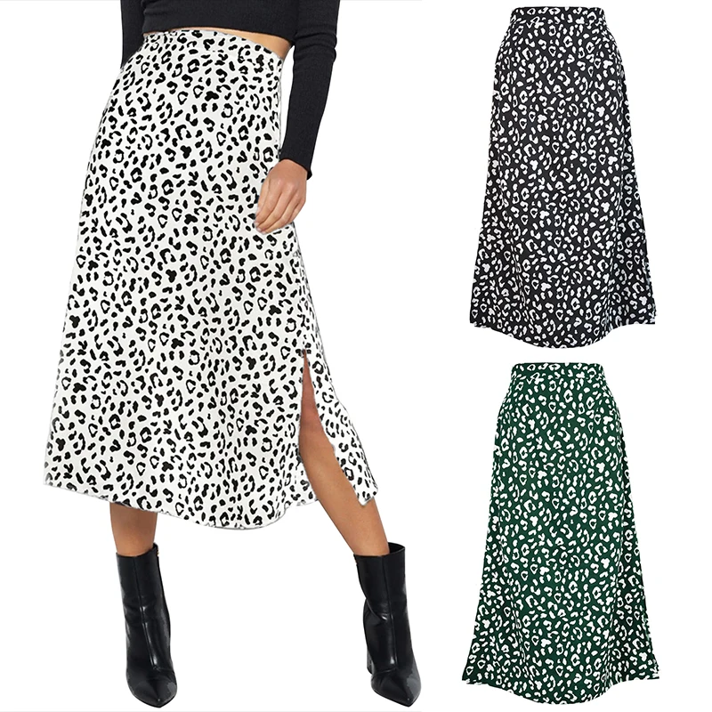 

Sexy Leopard Print Split Skirt Casual Fashion Long Skirt Spring and Summer Zipper Elegant Women'S Skirt