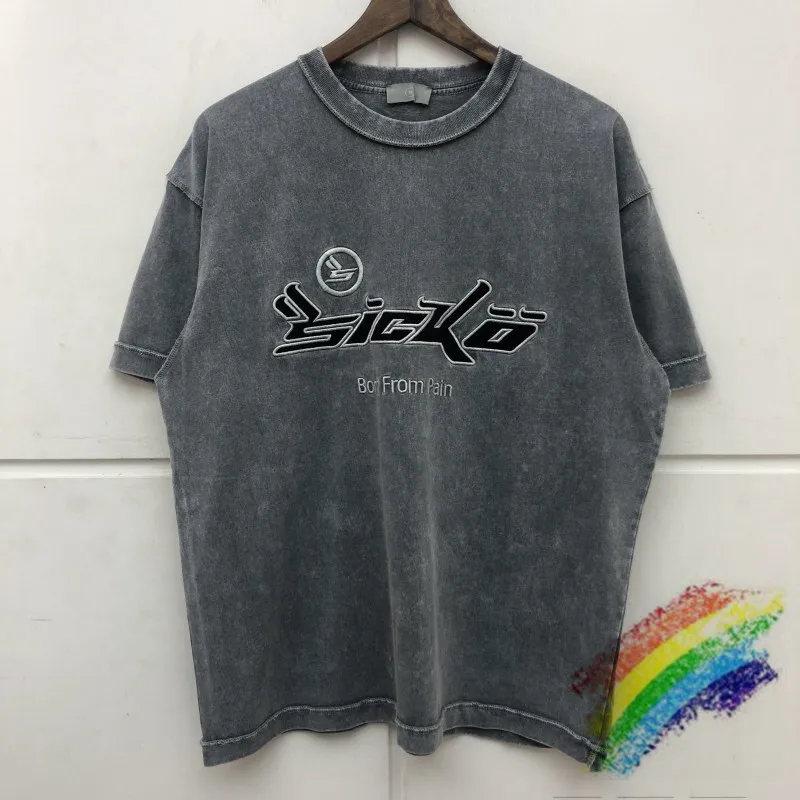 

Embroidery Sicko T shirt Men Women Best Quality Nice Washed Heavy fabric Summer Style Tops Tee streetwear