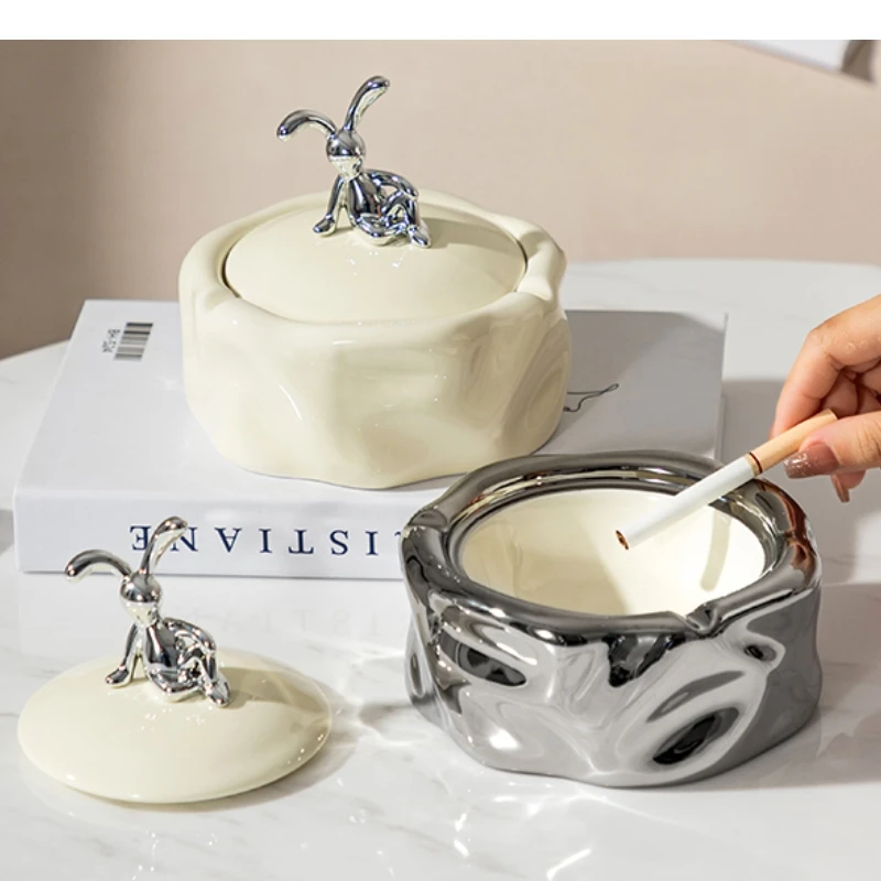 Роскошная пепельница с кроликом украшение для гостиной анти-летая пепель