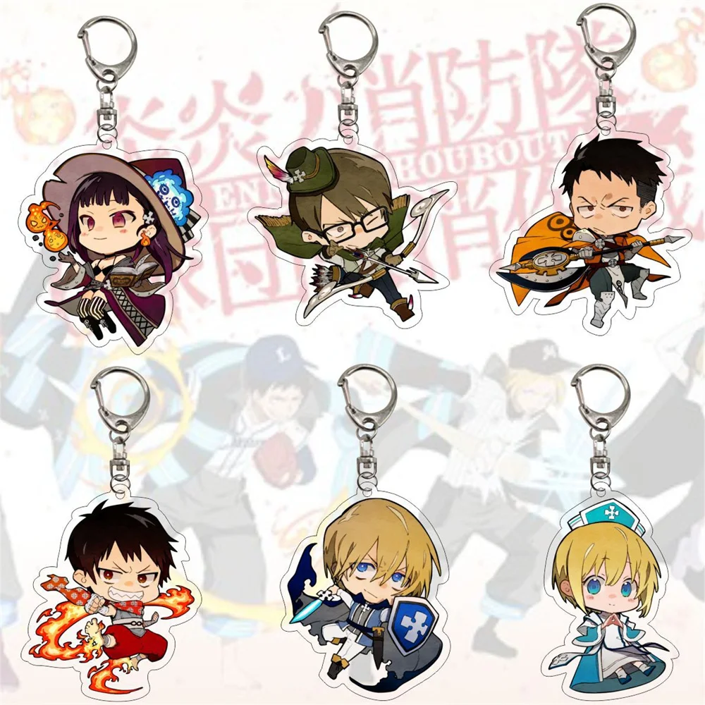 

Fire Force Original Soundtrack Anime Acrylic Keychain Cartoon Printed Figures Pendant Key Chain Cosplay Jewelry Friends Gift